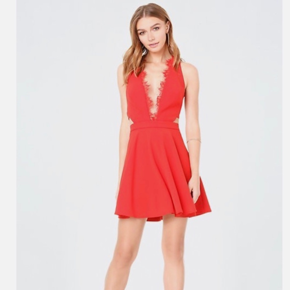 Bebe Women's Size 4 Red Lace Dress